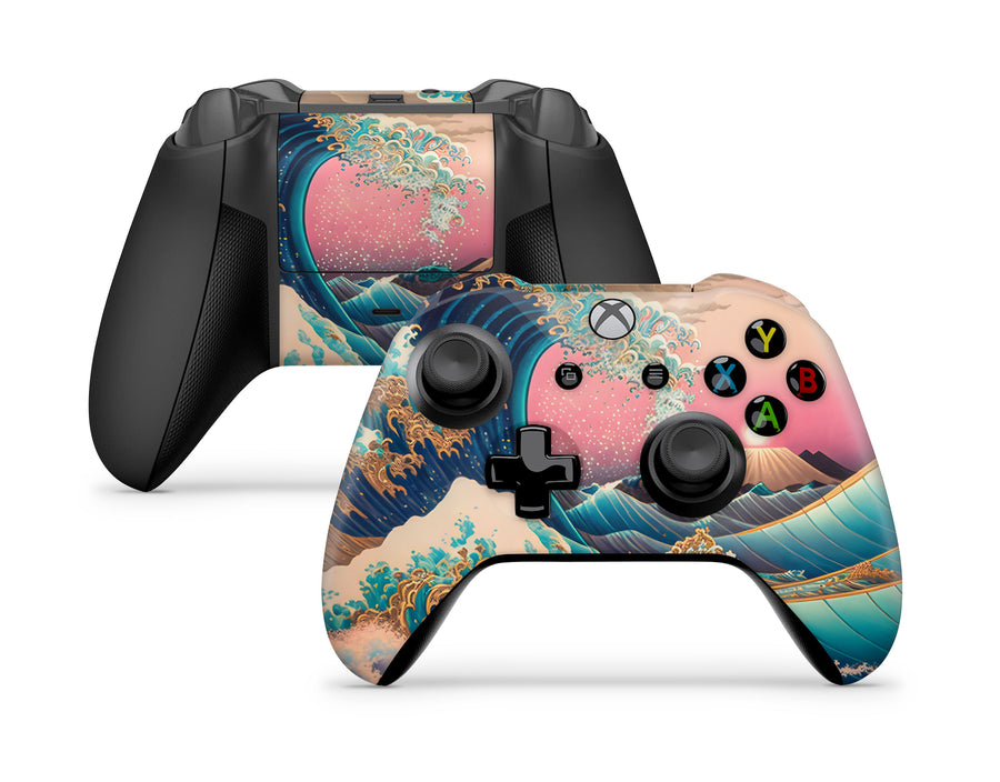 Golden Hokusai Great Wave Xbox One S/X Controller Skin