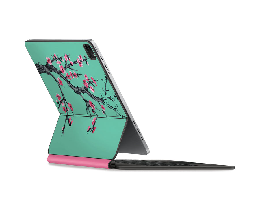 Teal Sakura Blossoms Magic Keyboard Skin for iPad Pro 11" and Air 4