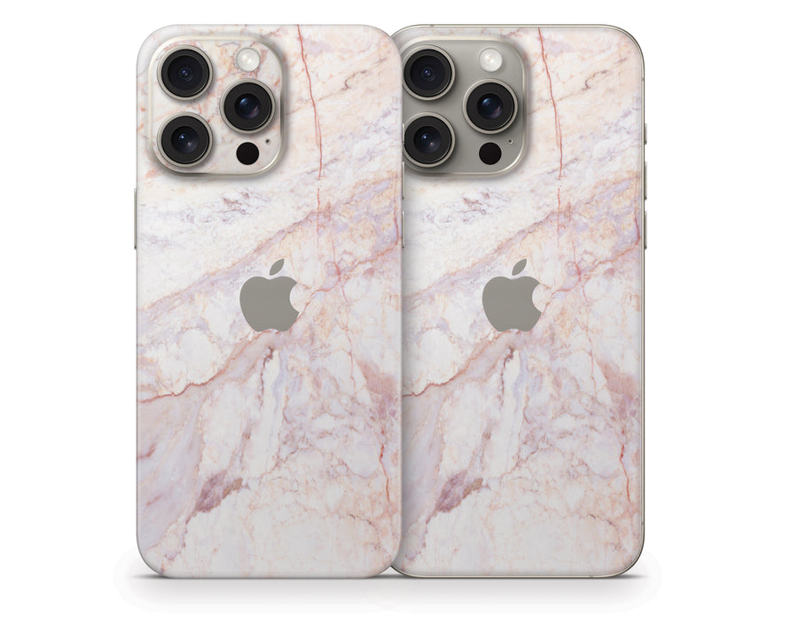 Rose Gold Marble iPhone 15 Series Skin