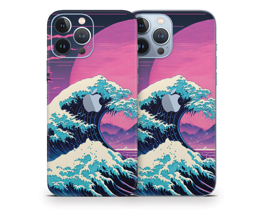 Vaporwave Hokusai Great Wave iPhone 13 Series Skin