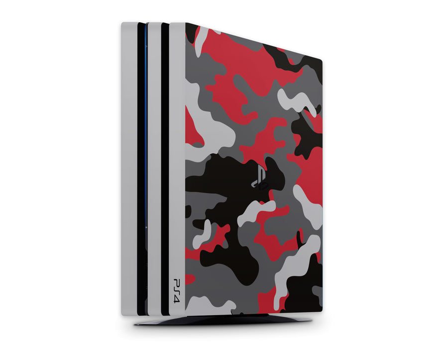 Red and Gray Camouflage PS4 Pro Skin