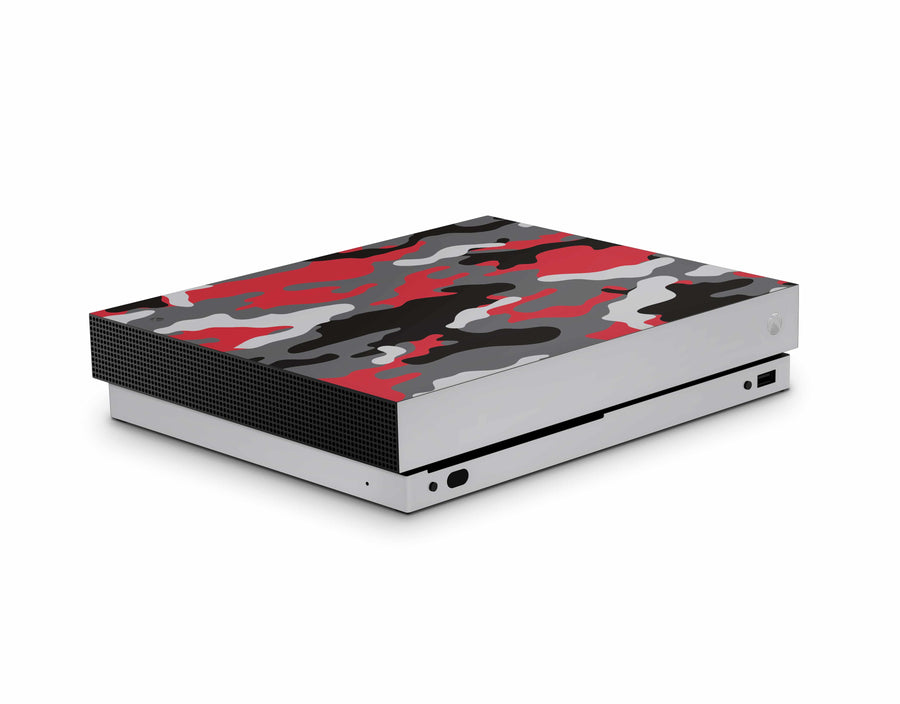Red and Gray Camouflage Xbox One X Skin