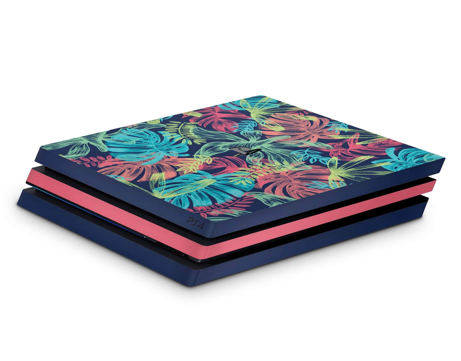 Sticky Bunny Shop Playstation 4 Neon Tropical Leaves Playstation 4 Pro Skin