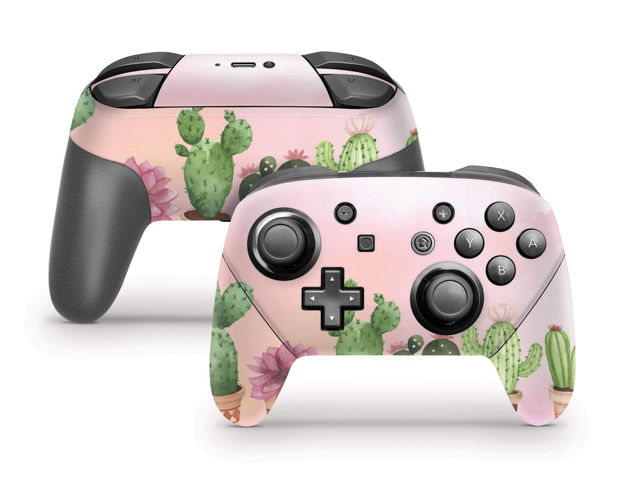 Sticky Bunny Shop Pro Controller Watercolor Cactus Nintendo Switch Pro Controller Skin