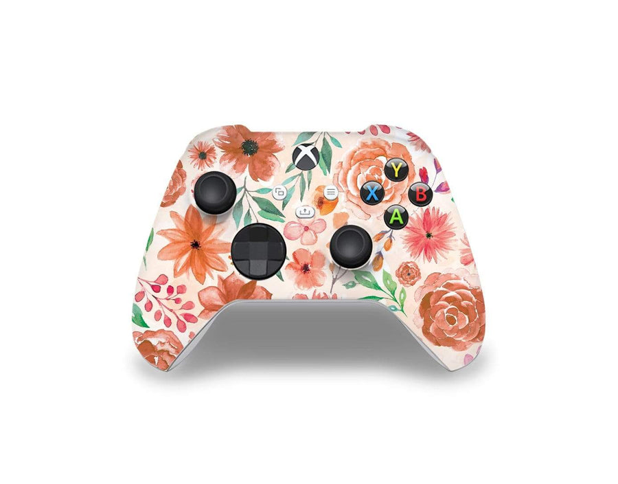 Sticky Bunny Shop Xbox Series Controller Orange Watercolor Flowers Xbox Series Controller Skin