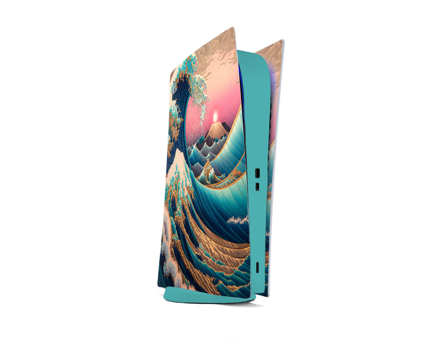 Golden Hokusai Great Wave PS5 / PS5 Slim Digital Edition Skin