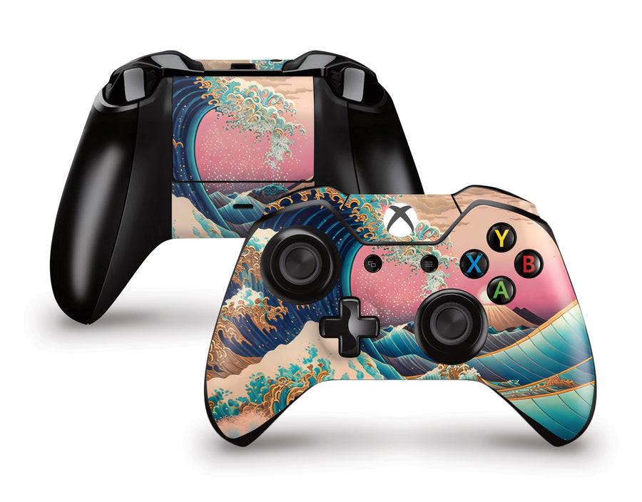 Golden Hokusai Great Wave Xbox One Controller Skin