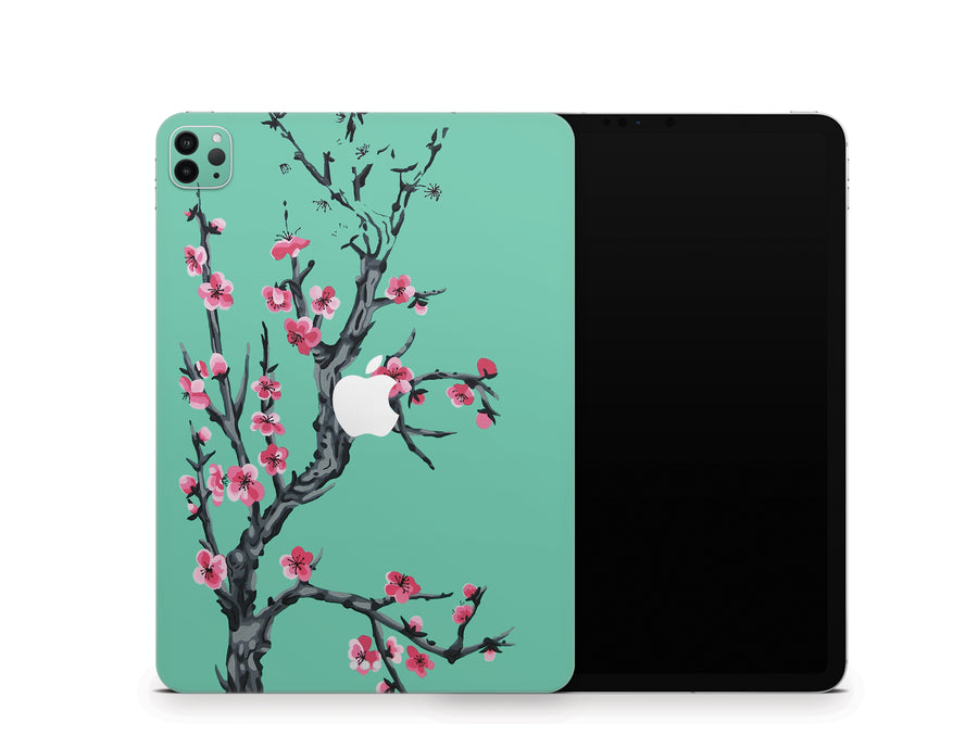 Teal Sakura Blossoms iPad Pro 11" Series Skin