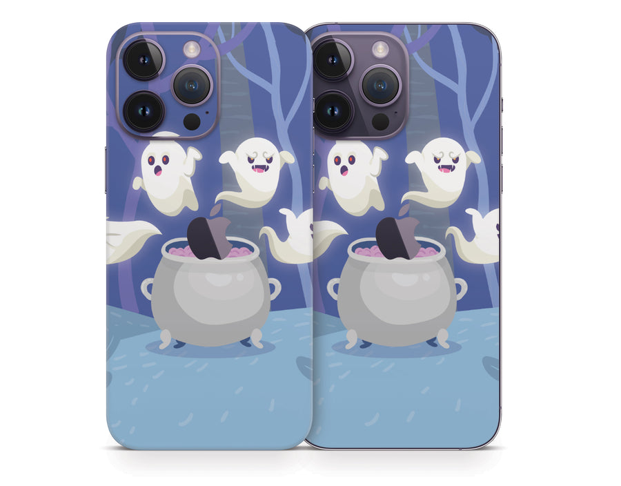 Spooky Ghosts Purple Edition iPhone 14 Series Skin