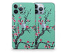 Teal Sakura Blossoms iPhone 13 Series Skin