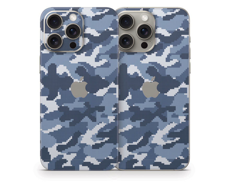 Blue Camouflage iPhone 15 Series Skin