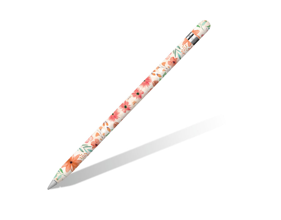 Sticky Bunny Shop Apple Pencil 2 Orange Watercolor Flowers Apple Pencil 2 Skin