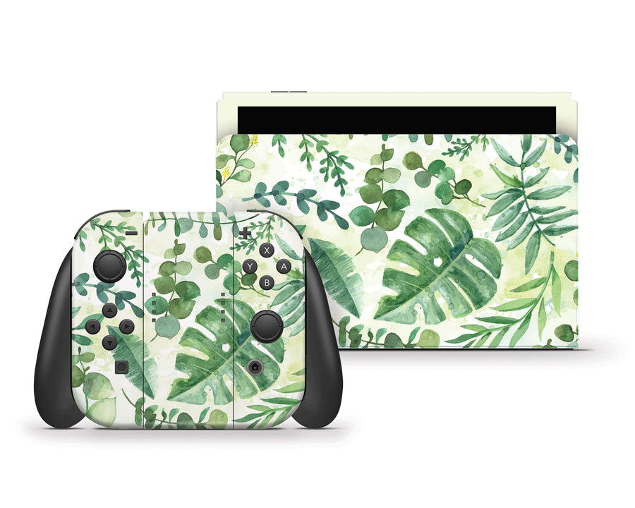 Watercolor Leaves Nintendo Switch OLED Skin
