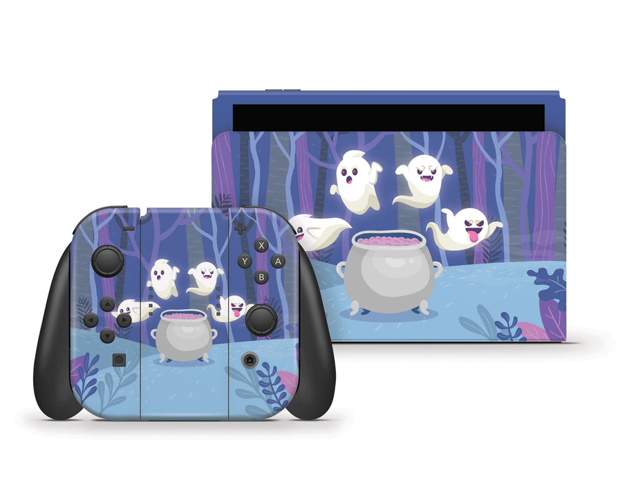 Spooky Ghosts Purple Edition Nintendo Switch OLED Skin