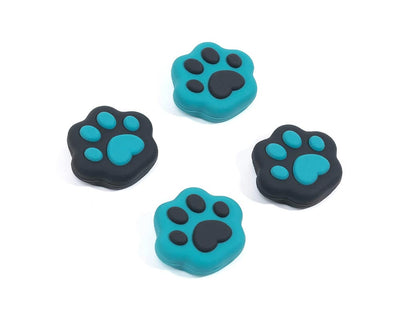 GeekShare Teal and Black Paw Outline Thumb Grips - Switch, Switch OLED, Switch Lite