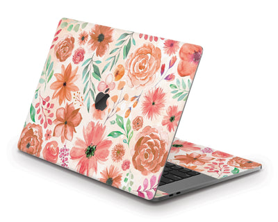 Sticky Bunny Shop MacBook Pro 15" Touch Bar (2016-2019) Orange Watercolor Flowers MacBook Pro 15" Touch Bar (2016-2019) Skin