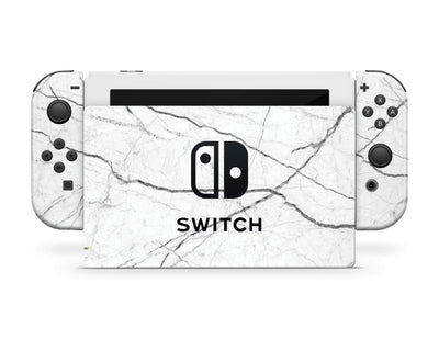 Sticky Bunny Shop Nintendo Switch Full Set White Marble Nintendo Switch Skin
