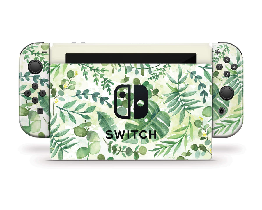 Sticky Bunny Shop Nintendo Switch Watercolor Leaves Nintendo Switch Skin