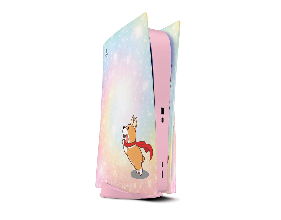 Sticky Bunny Shop Playstation 5 Cute Corgi Pastel Swirl PS5 Skin
