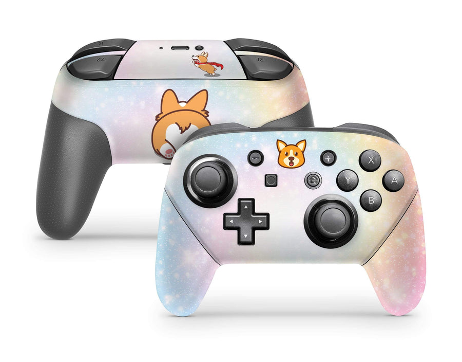 Sticky Bunny Shop Pro Controller Cute Corgi Pup Pastel Swirl Nintendo Switch Pro Controller Skin