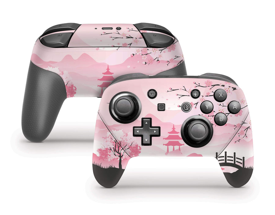 Pink Sakura Nintendo Switch Pro Controller Skin
