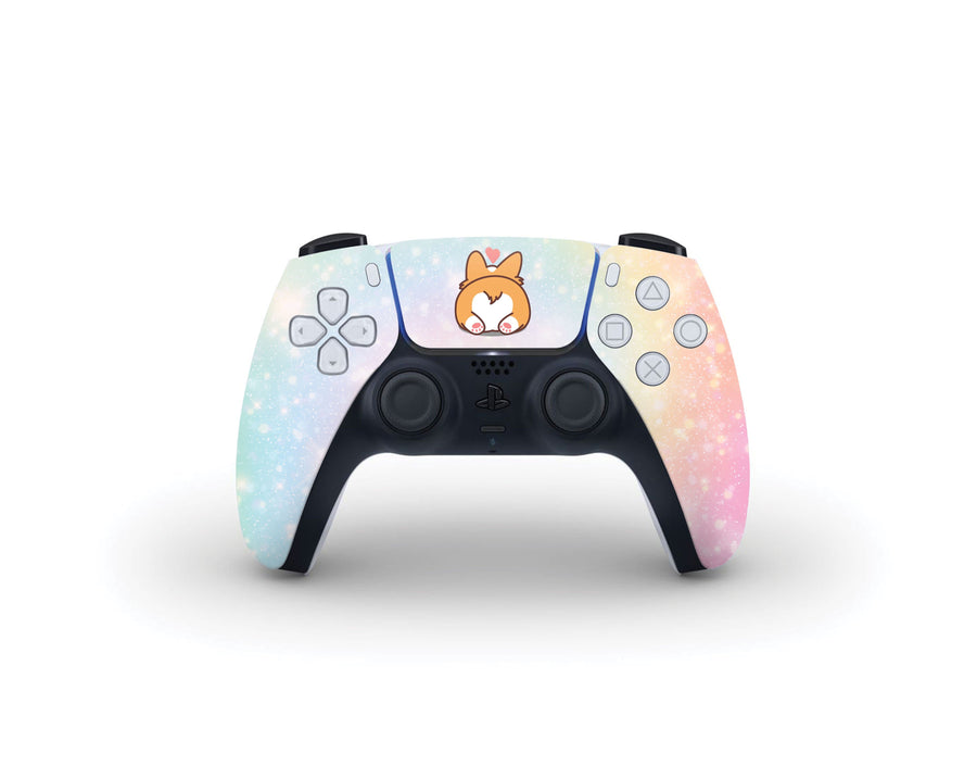 Sticky Bunny Shop PS5 Controller Cute Corgi Pastel Swirl PS5 Controller Skin