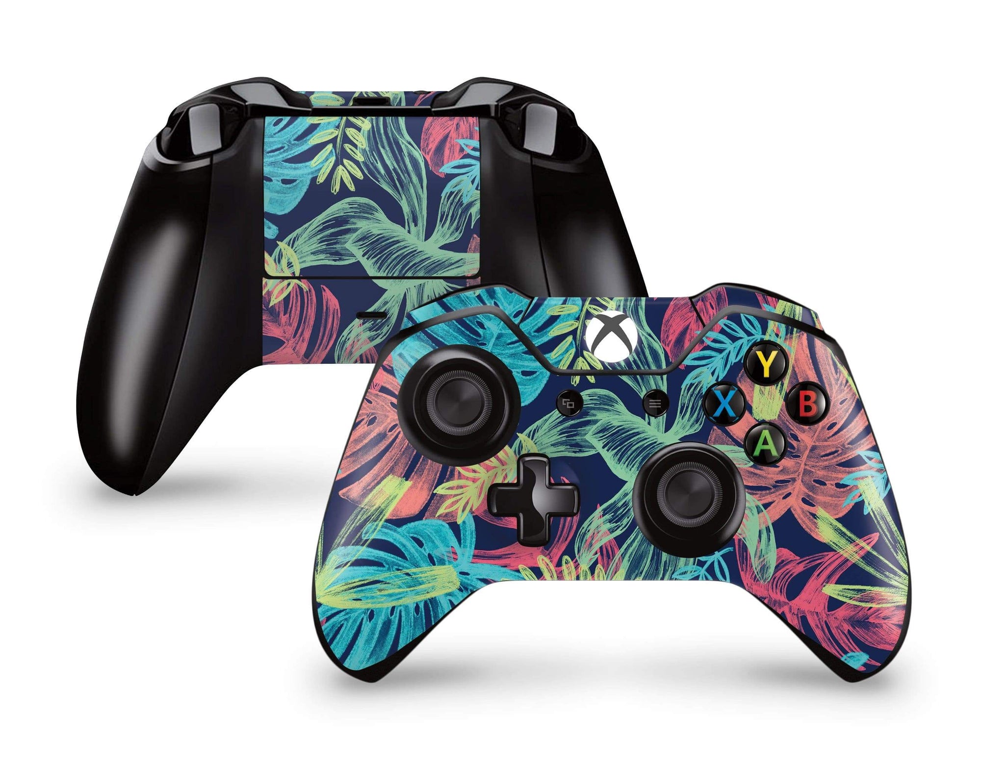 Neon Tropical Leaves Xbox One Controller Skin - StickyBunny